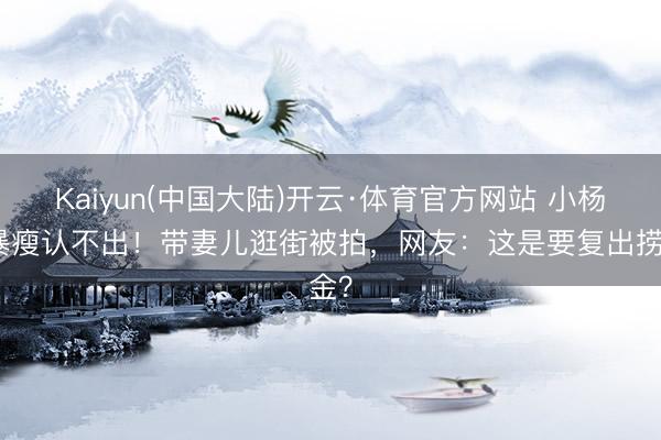 Kaiyun(中国大陆)开云·体育官方网站 小杨哥暴瘦认不出!带妻儿逛街被拍,网友:这是要复出捞金?