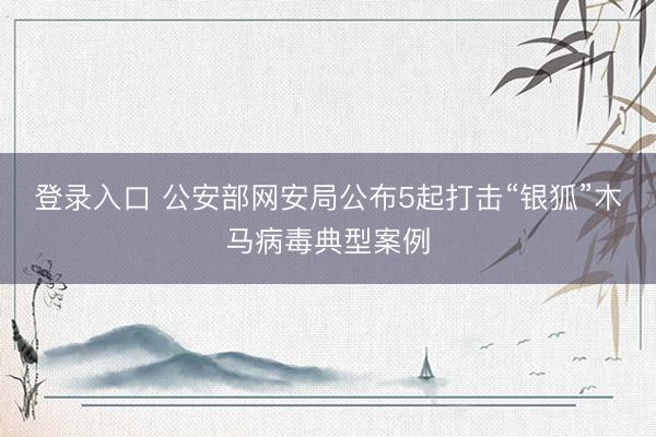 登录入口 公安部网安局公布5起打击“银狐”木马病毒典型案例